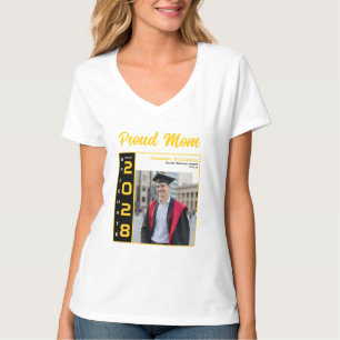 Yellow Black White Graduation Photo Proud Mum T-Shirt