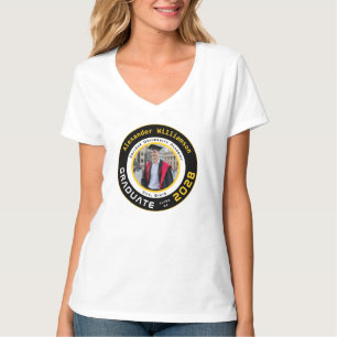 Yellow Black White Graduation Photo T-Shirt