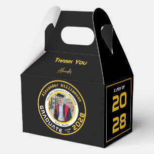 Yellow Black White Graduation Photo Thank You Favour Box