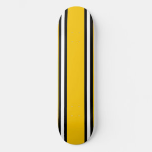 Yellow Black & White Pinstripes Skateboard Deck