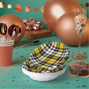 Yellow Black White Plaid Tartan Pattern Design  Paper Plate
