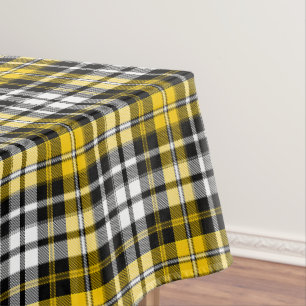 Yellow Black White Plaid Tartan Pattern Design  Tablecloth