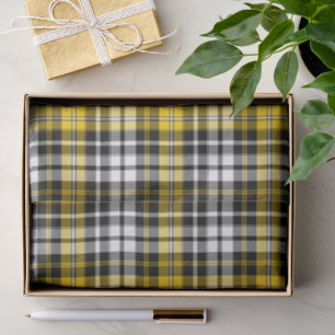 Yellow Black White Plaid Tartan Pattern Design Tissue Paper