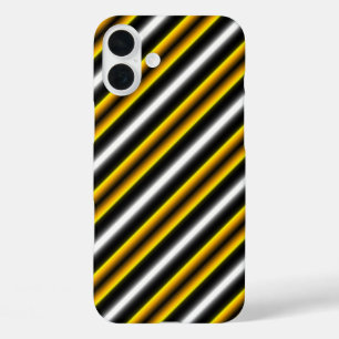 Yellow Black White Rainbow Stripes iPhone 16 Plus Case
