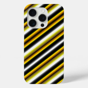 Yellow Black White Rainbow Stripes iPhone 15 Pro Case