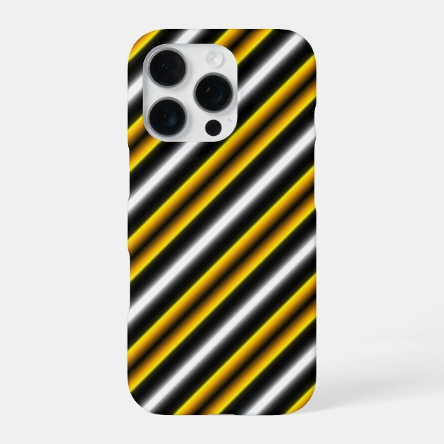 Yellow Black White Rainbow Stripes iPhone Case (Back)