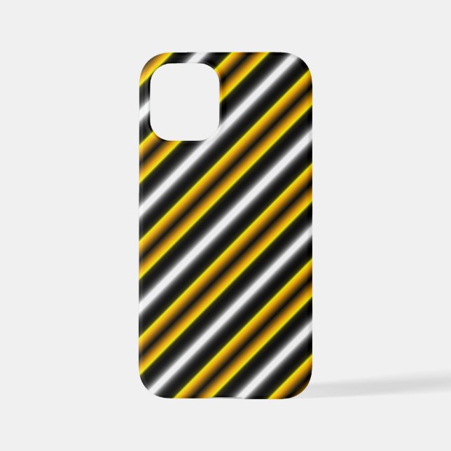 Yellow Black White Rainbow Stripes iPhone Case (Back)