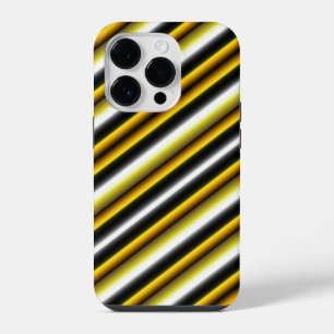 Yellow Black White Rainbow Stripes iPhone 14 Pro Case