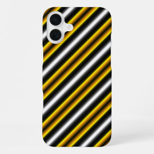 Yellow Black White Rainbow Stripes iPhone 16 Plus Case