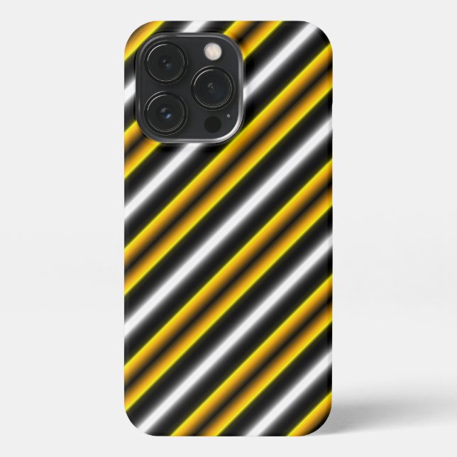 Yellow Black White Rainbow Stripes iPhone Case (Back)