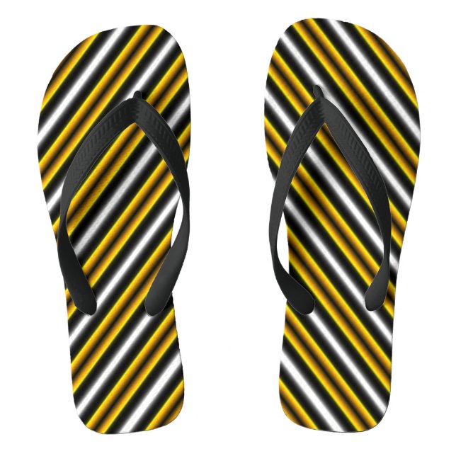 Yellow Black White Rainbow Stripes Jandals (Footbed)