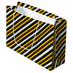 Yellow Black White Rainbow Stripes Large Gift Bag