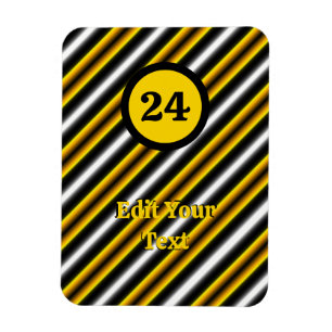 Yellow Black White Rainbow Stripes Magnet