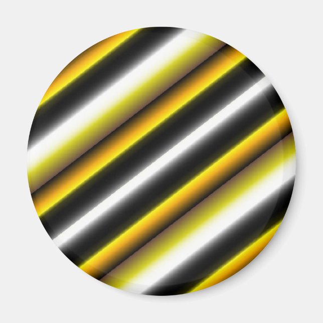 Yellow Black White Rainbow Stripes Magnet (Front)