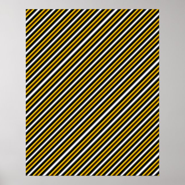 Yellow Black White Rainbow Stripes Poster (Front)