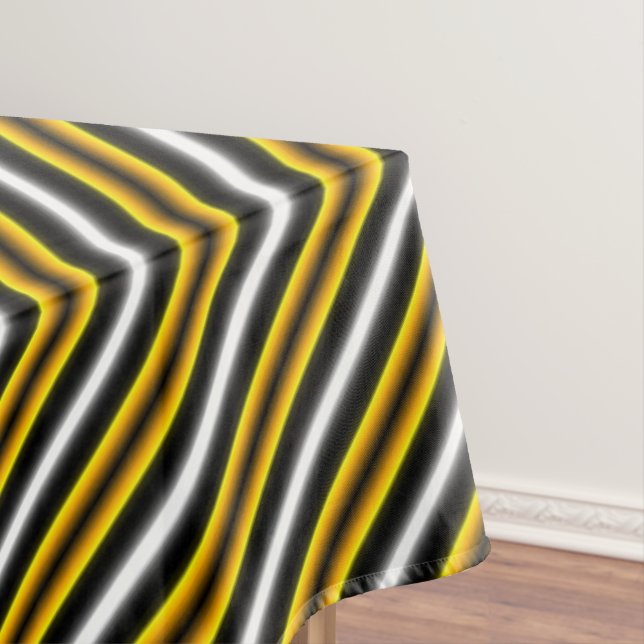 Yellow Black White Rainbow Stripes Tablecloth (In Situ)