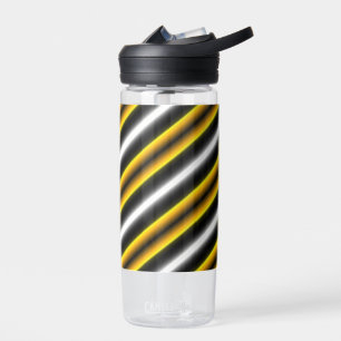 Yellow Black White Rainbow Stripes Water Bottle