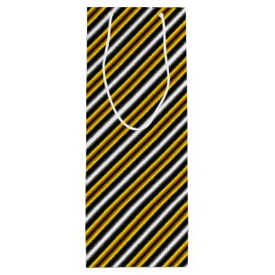 Yellow Black White Rainbow Stripes Wine Gift Bag