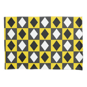 Yellow Black White Rhombus Diamond Shape  Pillowcase