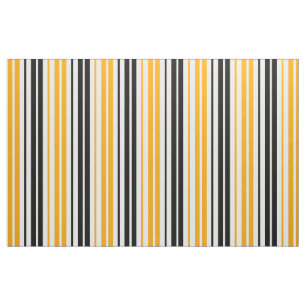 Yellow Black White Stripes Pattern Design  Fabric
