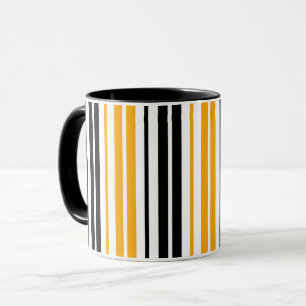 Yellow Black White Stripes Pattern Design Mug