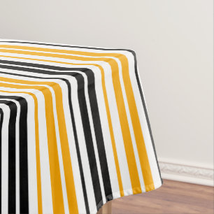 Yellow Black White Stripes Pattern Design  Tablecloth