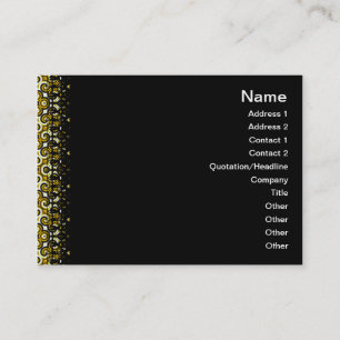 Yellow Black White Waves Small Business Card