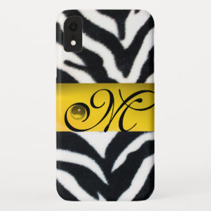 YELLOW BLACK WHITE ZEBRA FUR MONOGRAM,Topaz Case-Mate iPhone Case