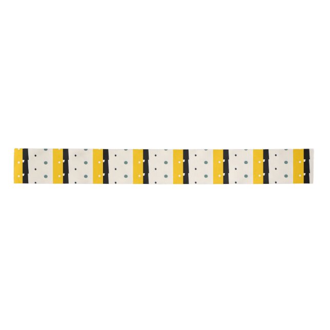 Yellow Black Wrapping Paper Satin Ribbon (Front)