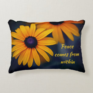 Yellow Blackeyed Susan Garden Flower Motivational Decorative Cushion