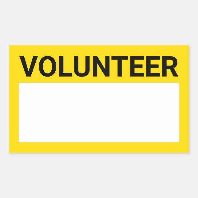 Yellow Blank Volunteer Rectangular Sticker (Front)
