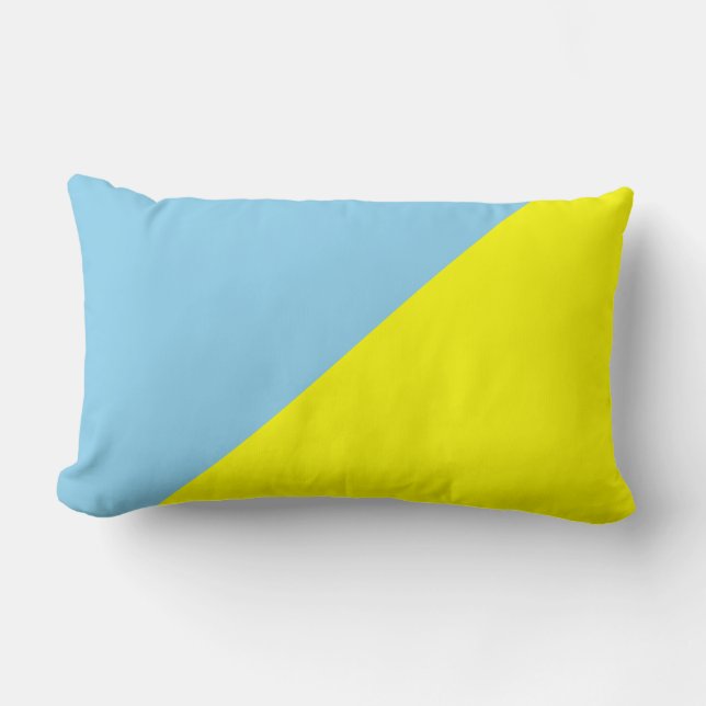 Yellow & Blizzard Blue Solid Colour Background Lumbar Cushion (Front)