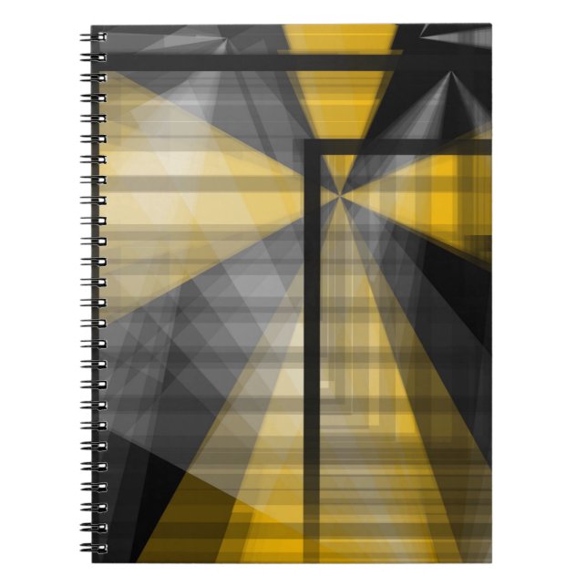 Yellow Blk Abstract Spiral Notebook (Front)