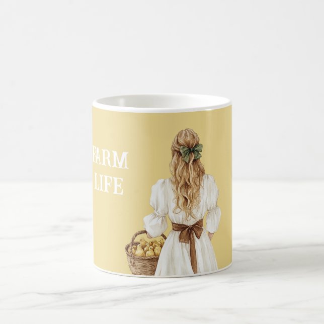 Yellow Blonde Basket of Chicks (chickens) Coffee Mug (Center)