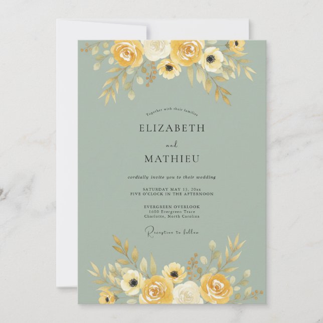 Yellow Blossom Autumnal Wedding Invitation (Front)
