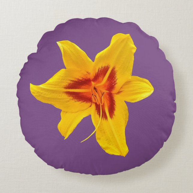 Yellow Blossom Photo Round Cushion (Front)