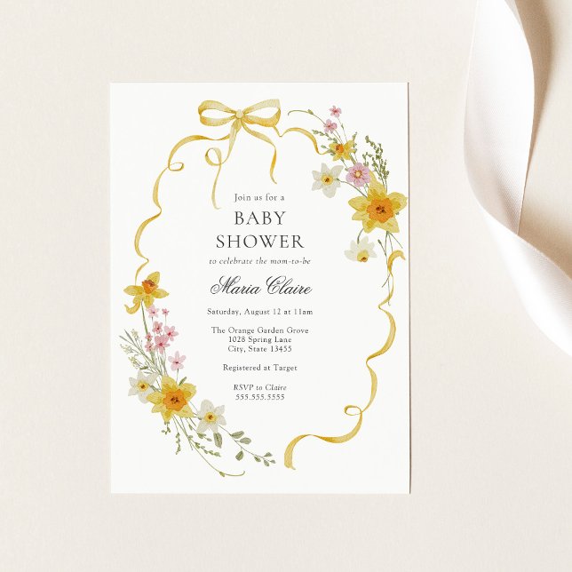 Yellow Blossoms and Bows Baby Shower Invitation (Creator Uploaded)
