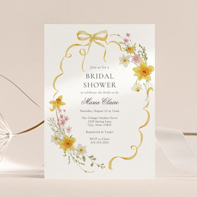 Yellow Blossoms and Bows Bridal Shower Invitation (Creator Uploaded)