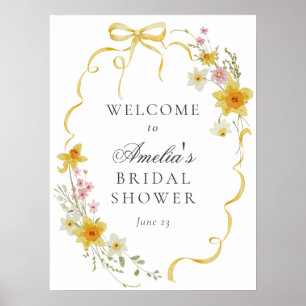 Yellow Blossoms and Bows Bridal Shower Welcome Poster