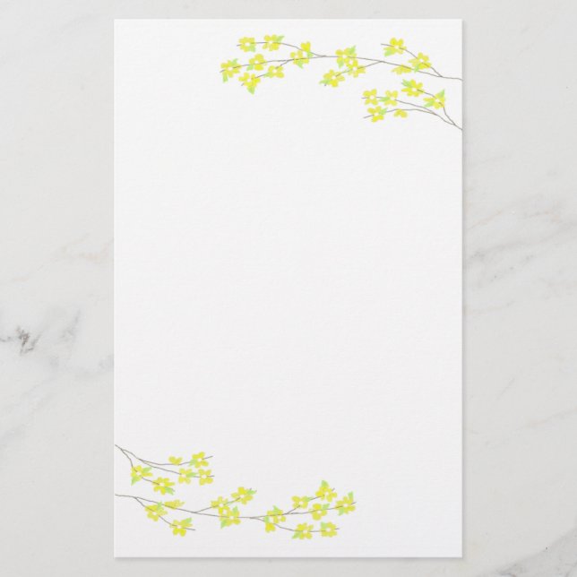 Yellow Blossoms Stationery (Front)