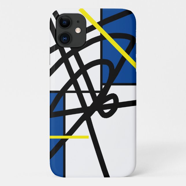 Yellow Blue Abstract Art iPhone 11 Case (Back)