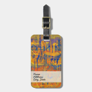 Yellow Blue Abstract Art Painting 4 Luggage Tag