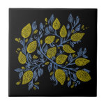 Yellow, blue and black lemon vines tile<br><div class="desc">Immerse your space in the refreshing allure of the Mediterranean with our Yellow and Blue Lemon Vines Tile. This captivating tile showcases a harmonious blend of yellow and blue hues, reminiscent of the Mediterranean coastline. The intricate lemon vines pattern adds a touch of natural beauty, while the black background enhances...</div>