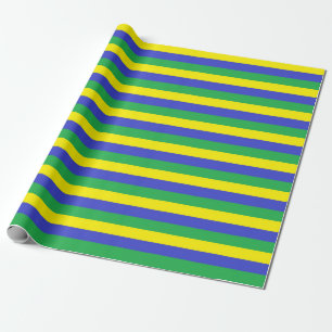 Yellow, Blue and Green Stripes Wrapping Paper
