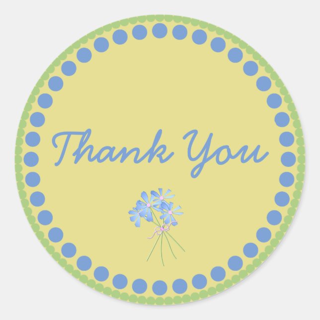 Yellow Blue and Green Thank You Sticker (Front)