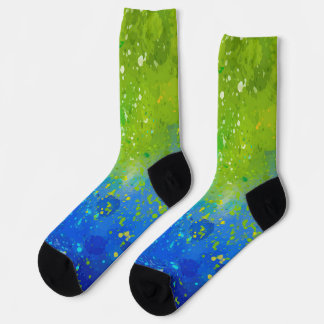 Yellow Blue and Indigo Galaxy Design Socks