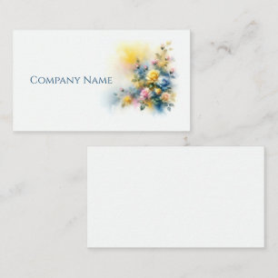 Yellow, Blue, and Pink Roses Bouquet Watercolor Business Card