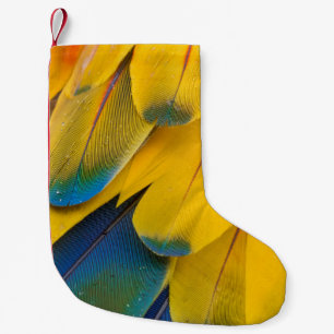 Yellow blue and red birds of paradise flower small christmas stocking