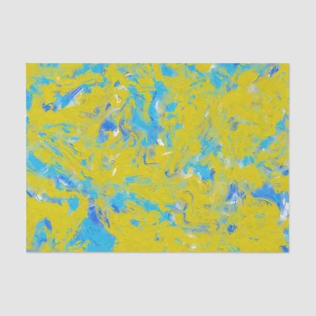 Yellow, Blue and White Swirls Tissue Paper (Front)