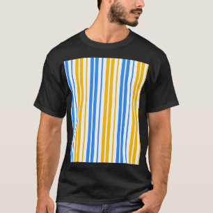 Yellow Blue and White Vertical Stripes Pattern T-Shirt
